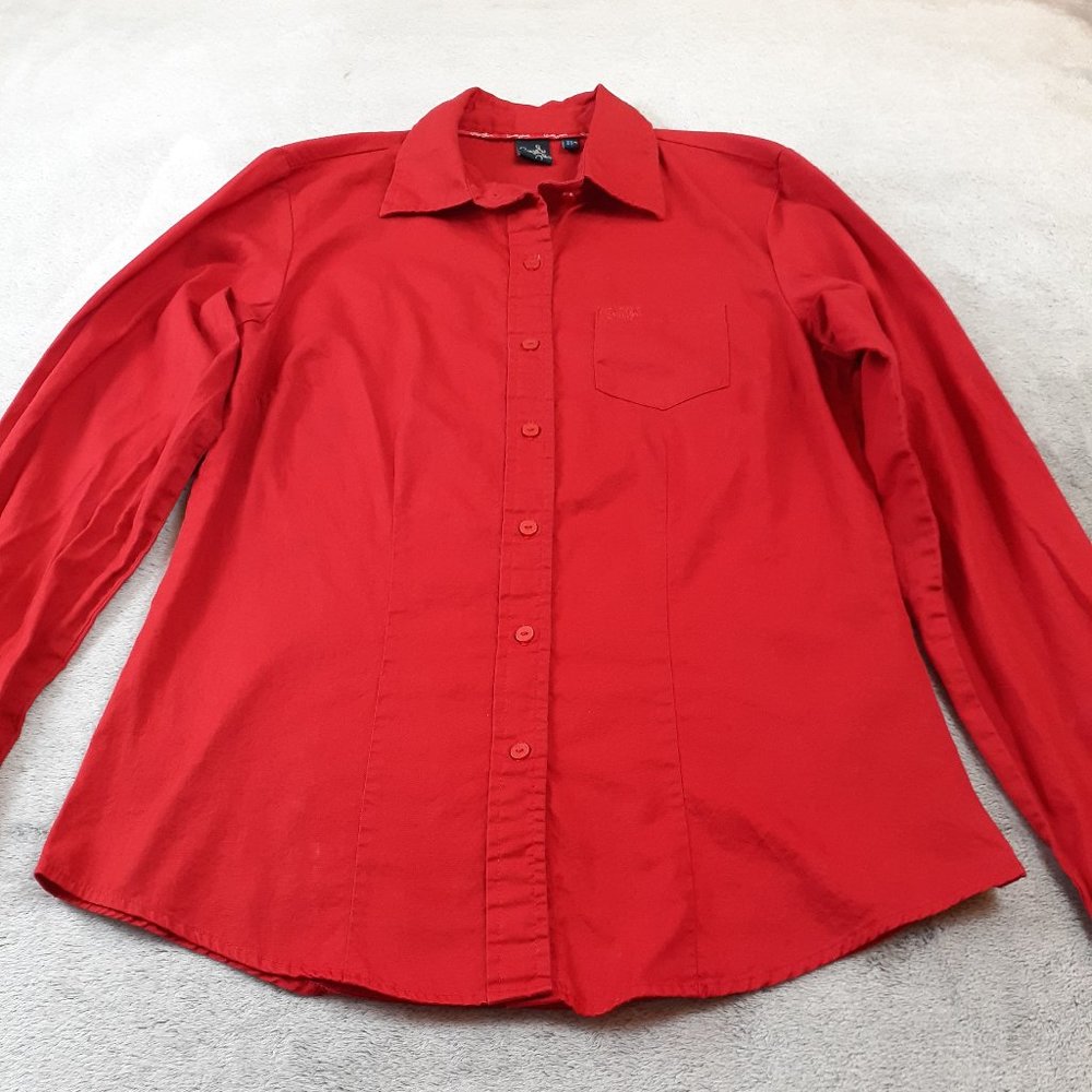 Cruel Girl Red Cotton Long Sleeve Button Down Top_5